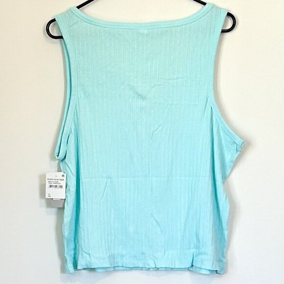 NWT BP by Nordstrom Textured Henley Tank Top in Teal Paradise - 3X - Picture 6 of 6